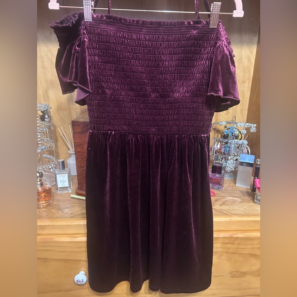 Velvet, off the shoulder dress